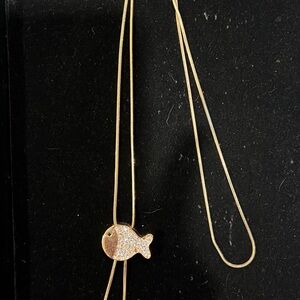 Gold Fish Slide Pendant Necklace
